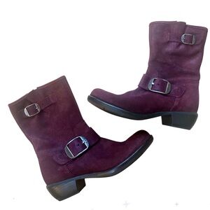 Women's Fly London Boots Burgundy Short Suede NWOT Size 39/8.5